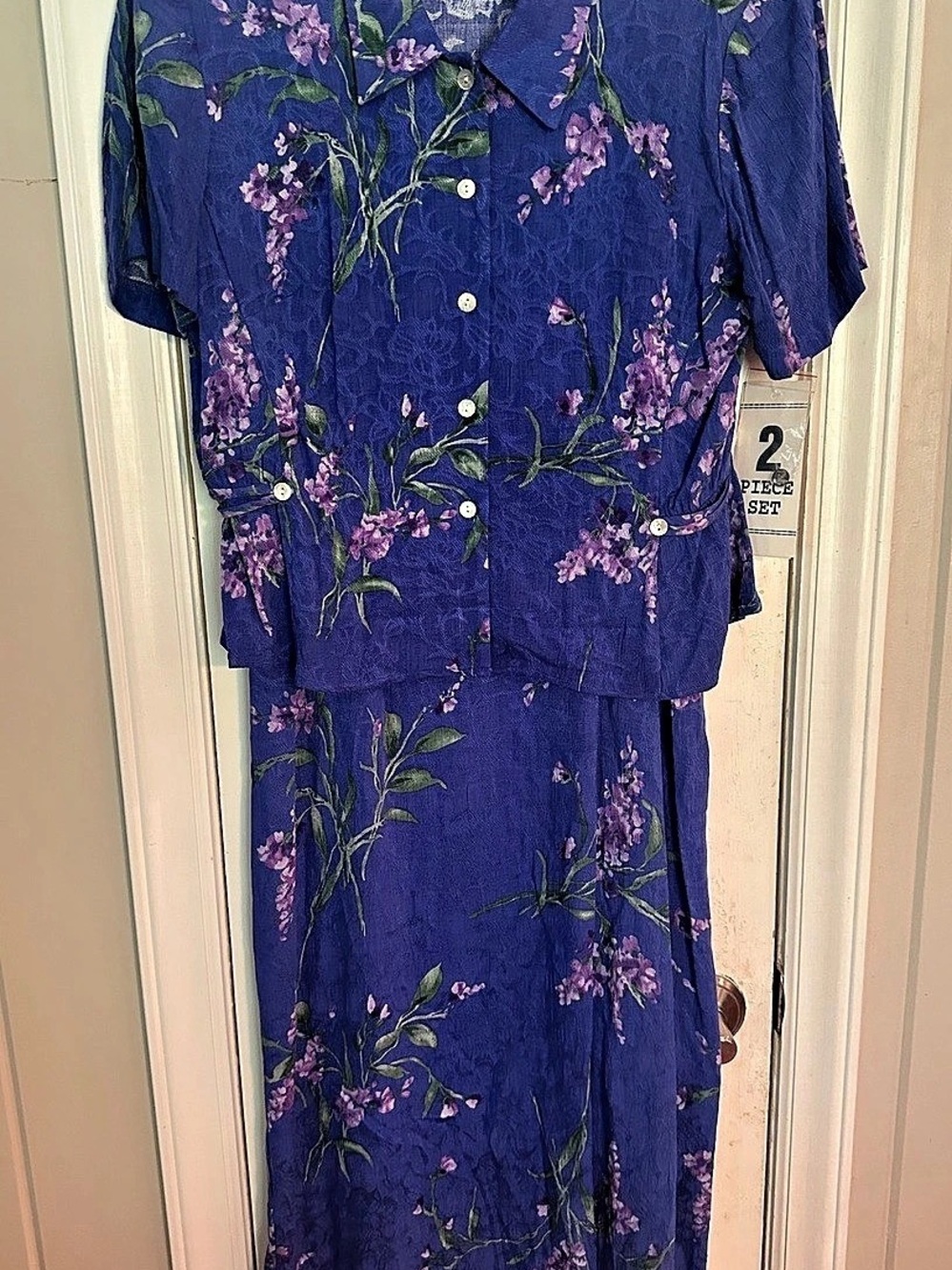 K Petite Floral Maxi 2-Piece Set in Blue Size 6P